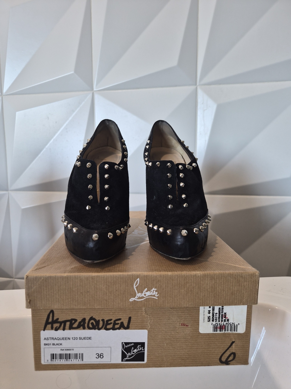 Christian Louboutin Astraqueen 120 Suede Platform Pump in Black